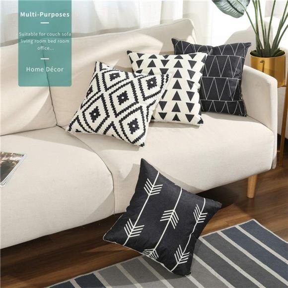 Set of 4 Decorative Geometric 18 x 18 Inches Throw Pillow Covers -Modern Pattern - Picture 5 of 14